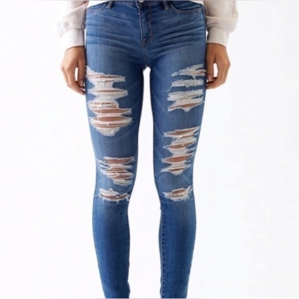 PacSun Super Stretch Mid-Rise Ripped Jeggings -SHORT - USED